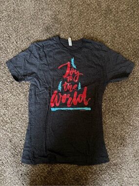 Bella Canvas Dark Gray Tee with Red & Teal Holiday Script